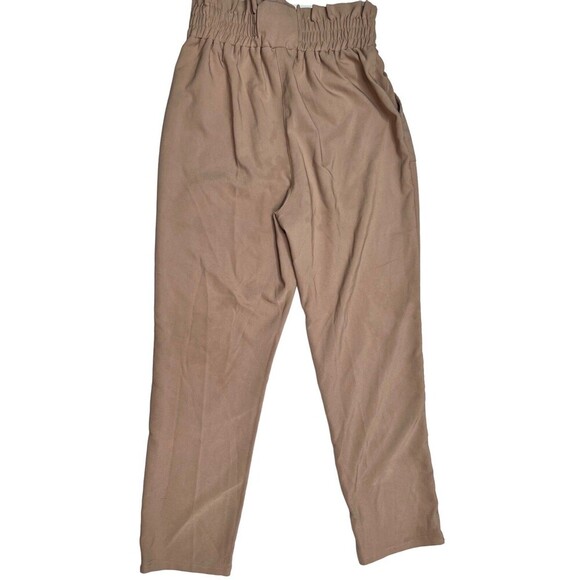 Grace Karin Size M Pants Womens Tan High Rise Casual Paper Bag Waist Pockets - Picture 1 of 5